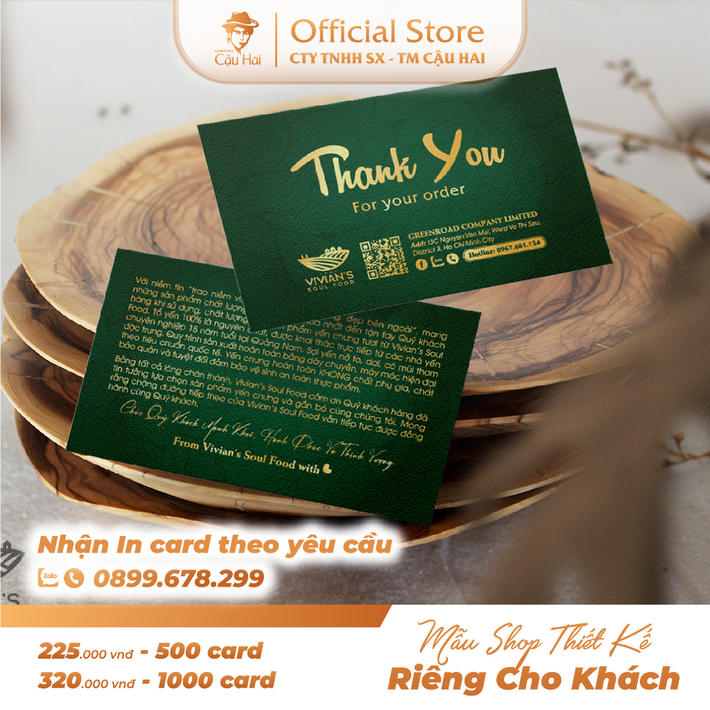 CARD CẢM ƠN, CARD THANK YOU GIẤY C300 ĐIỀN TÊN + SDT SHOP