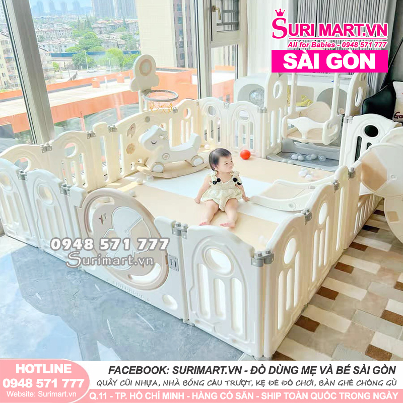 Combo full set quây gấp gọn Newber Phi hành gia, Quây cũi nhựa cho bé mẫu mới