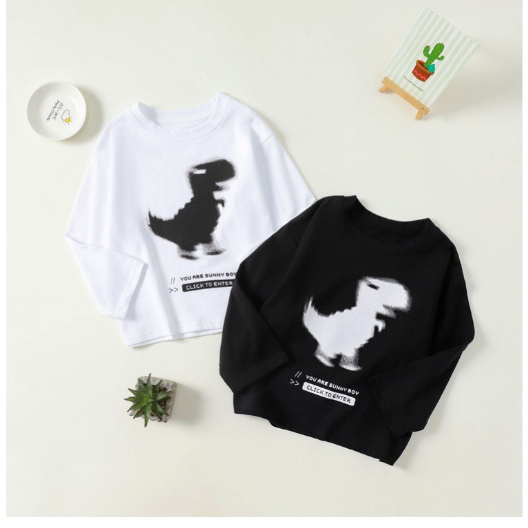 TE370- Áo dài tay Hokiha Kids cho bé hình khủng long phong cách cá tính, năng động chất cotton mềm mại size 8-17kg