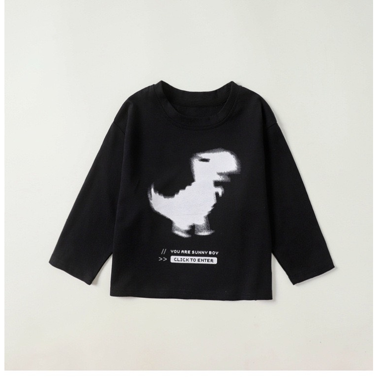 TE370- Áo dài tay Hokiha Kids cho bé hình khủng long phong cách cá tính, năng động chất cotton mềm mại size 8-17kg