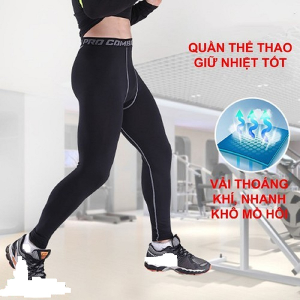 QUẦN GIỮ NHIỆT NAM DÁNG DÀI MÀU ĐEN, QUẦN GIỮ NHIỆT PRO COMBAT
