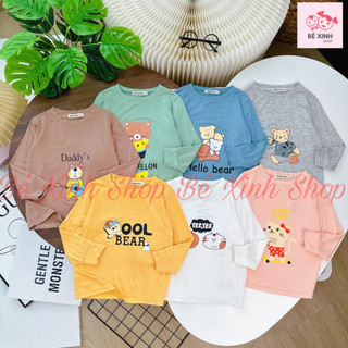 Áo Dài Tay Thun Lạnh Cho Bé Trai Bé Gái 8-18kg MIKKO MOM  Áo Thun Tay Dài Cho Bé Trai Gái ÁO DÀI GẤU
