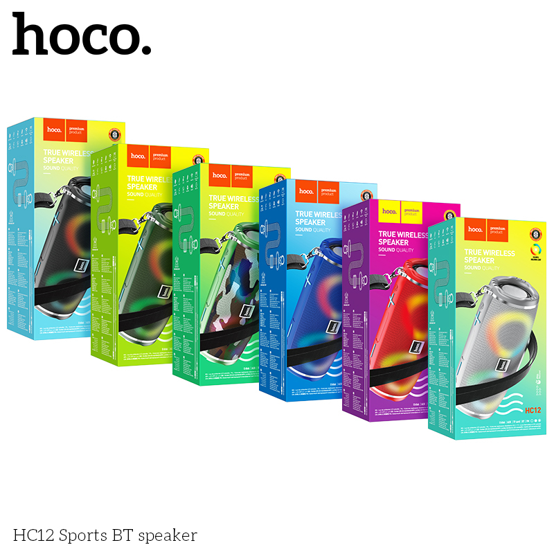 Loa Bluetooth đa năng Hoco HC12 Sports Wireless V5.0, đèn Led đa màu - Hãng phân phối