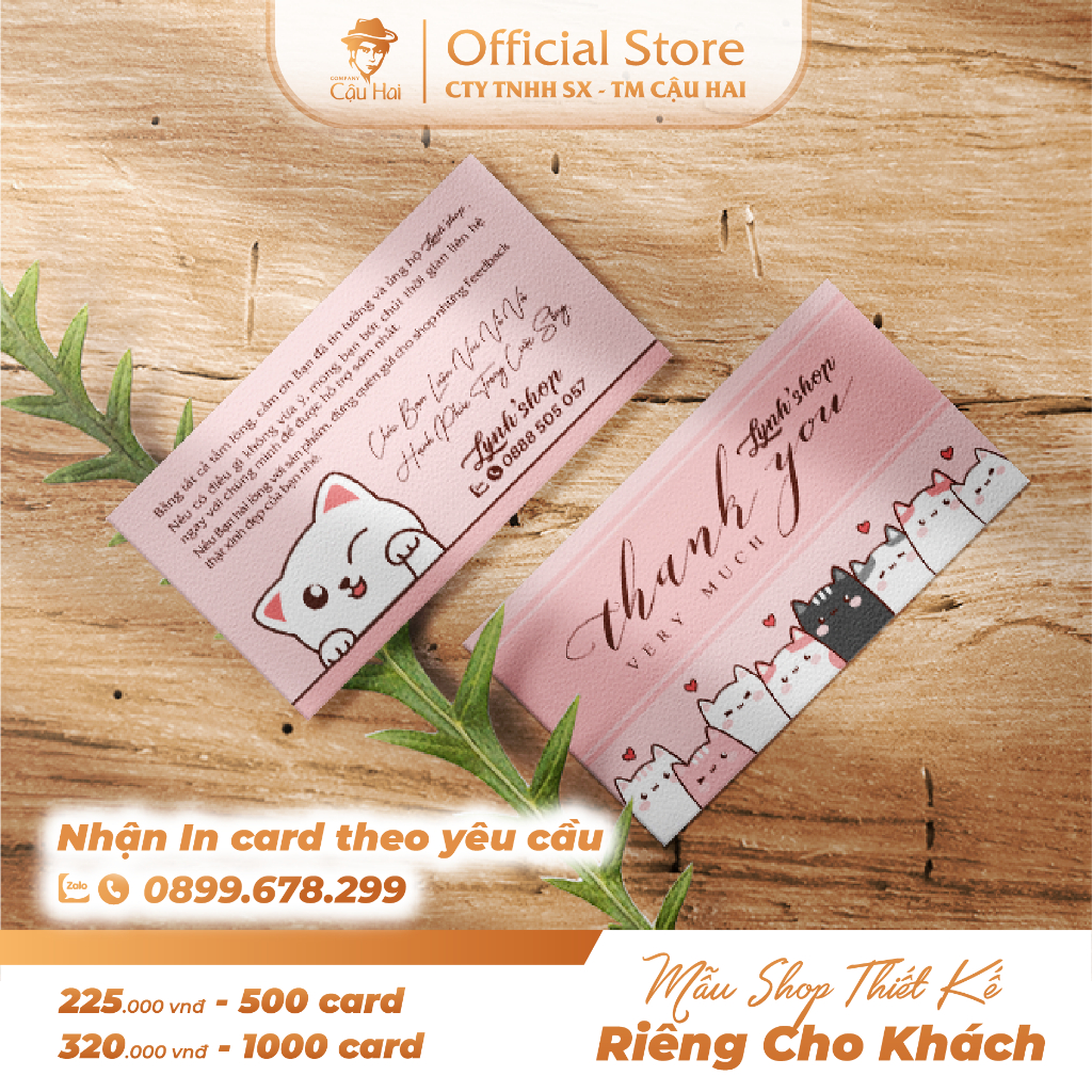 CARD CẢM ƠN, CARD THANK YOU GIẤY C300 ĐIỀN TÊN + SDT SHOP
