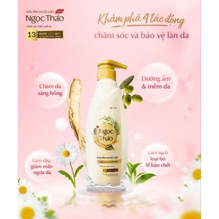 Sữa Tắm Dược Liệu Ngọc Thảo MẪU MỚI chăm sóc dưỡng ẩm mềm da loại bỏ tế bào chết chính Hãng Hoa Linh