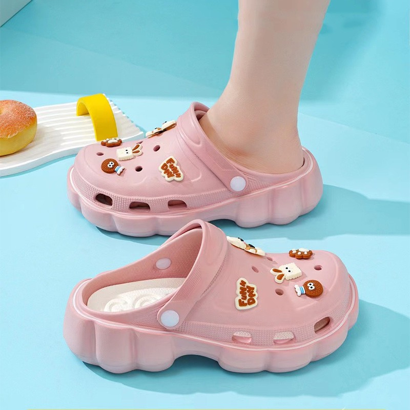 Dép sục Cross nữ đế bánh mì đám mây độn cao 4cm TẶNG bộ 10 sticker cute êm chân siêu nhẹ - SL057