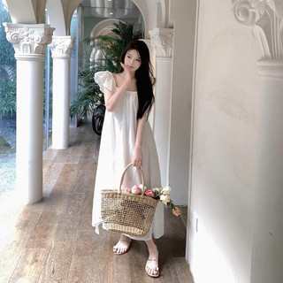 Váy tơ hai lớp bèo vai suông