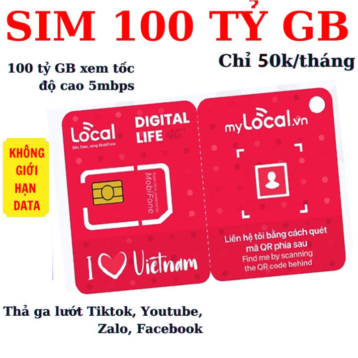   SIM 4G Mobifone Không giới hạn dung lượng gói A89 4gb/ ngày 1000p gọi