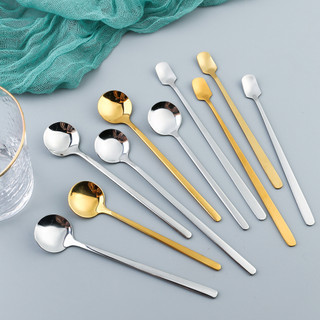 Thìa inox pha cà phê mạ vàng cao cấp sang chảnh Muỗng pha trà dễ thương cán dài
