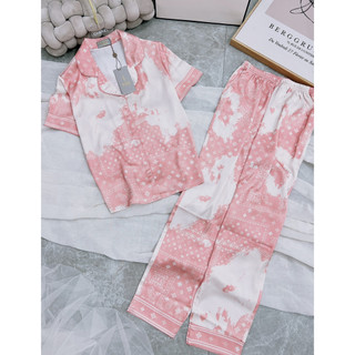 Bộ mặc nhà lụa Sam luxury, pijama lụa tay ngắn quần dài