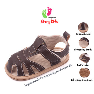 Dép cho bé trai tập đi đế kép chống trơn trượt dép tập đi kín mũi-Giangkids