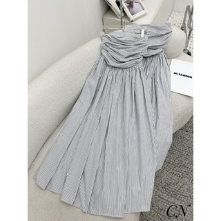 Váy maxi quây kẻ chun lưng