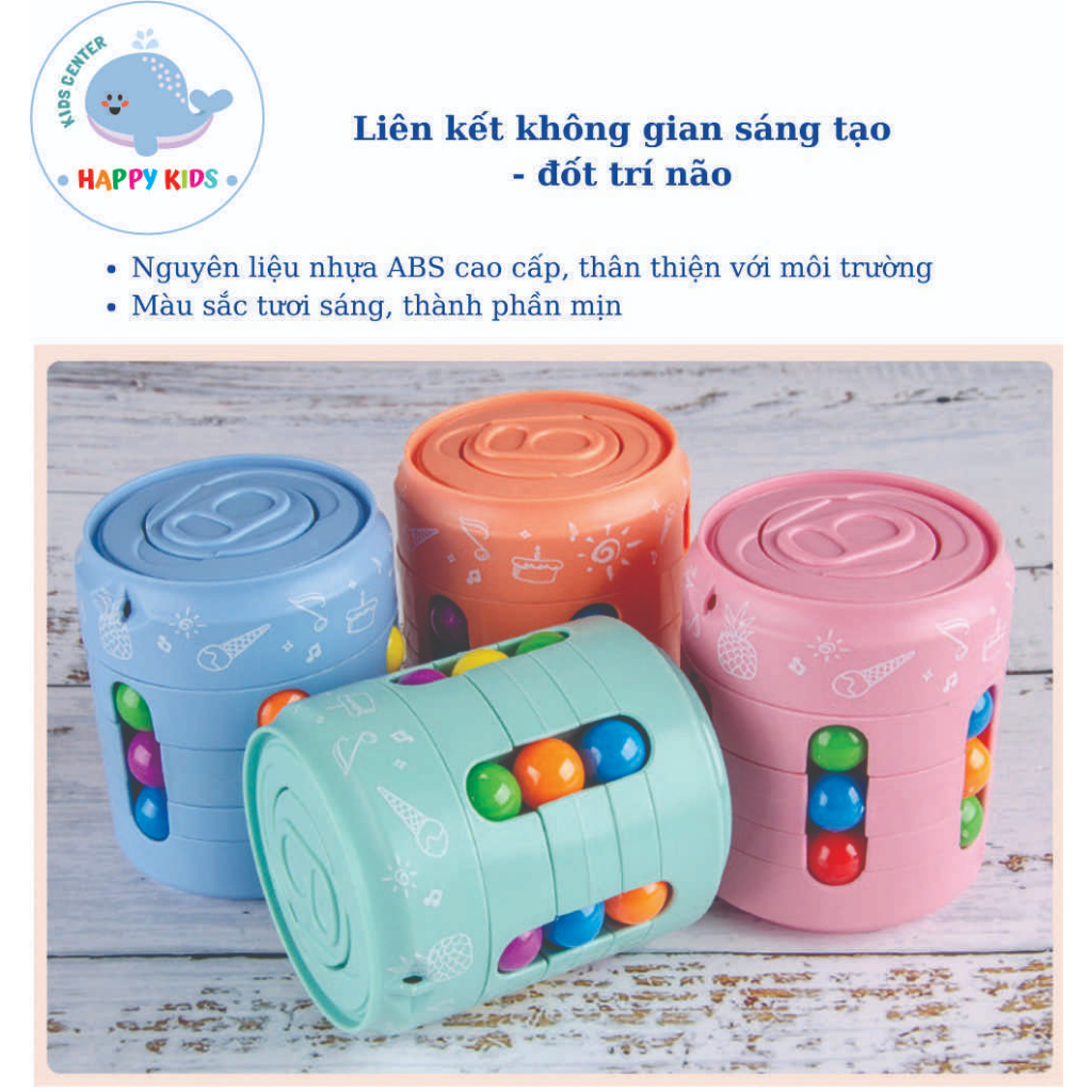 Rubik biến thể hình lon bia – Spinner đẹp lạ mắt xoay ngón tay luyện trí não, sự kiên trì