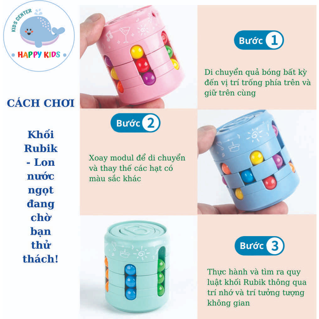 Rubik biến thể hình lon bia – Spinner đẹp lạ mắt xoay ngón tay luyện trí não, sự kiên trì