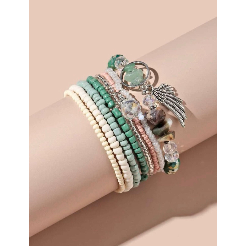Hàng có sẵn | Set 6 vòng tay charm chiếc cánh