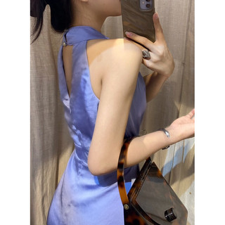 Grace - Elegant Silk Dress - Đầm Midi Cổ Yếm E40