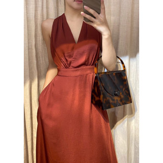 Grace - Elegant Silk Dress - Đầm Midi Cổ Yếm E40