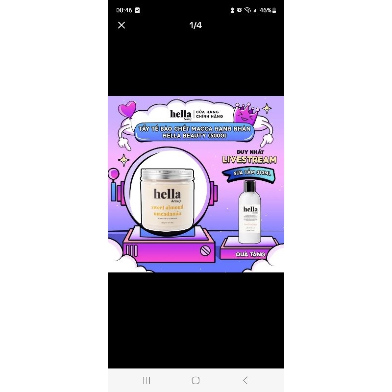 Tẩy Tế Bào Chết Body Hạnh Nhân Macca Hella Beauty 500g
