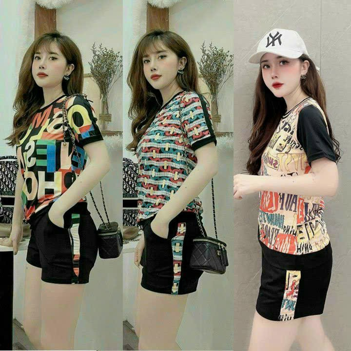 Bộ short thể thao thun lạnh cao cấp phối họa tiết 3D siêu mát mịn _Sang xịn xò { HÀNG XUẤT NHẬT-HÀN QUỐC}