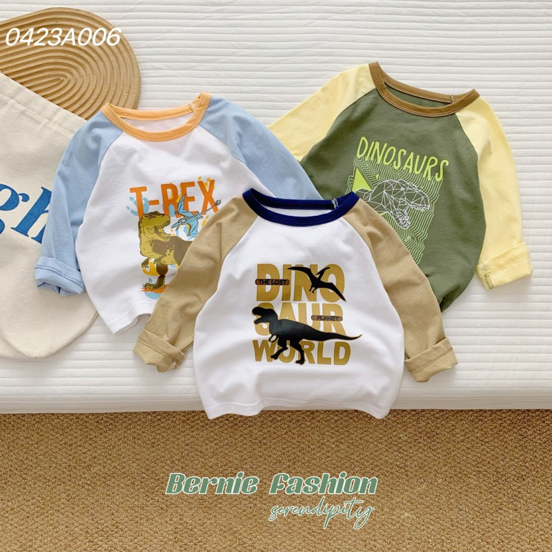 ÁO DÀI TAY ZACLANG PHỐI TAY IN KHỦNG LONG CHO BÉ