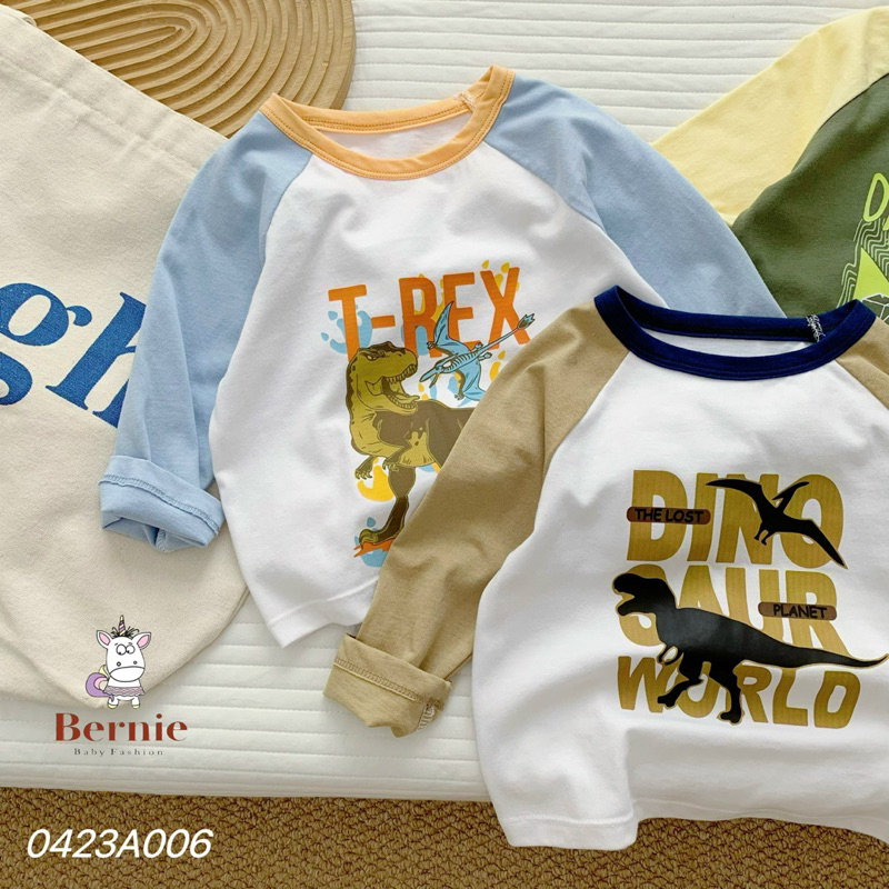 ÁO DÀI TAY ZACLANG PHỐI TAY IN KHỦNG LONG CHO BÉ