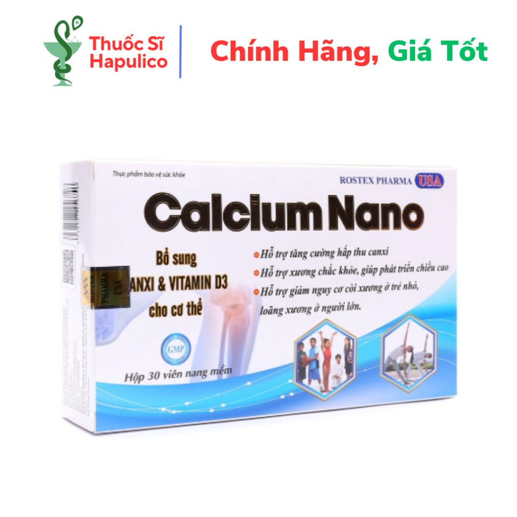 Calcium Nano bổ sung canxi, vitamin D3 tăng chiều cao - 30 viên [Calcium Nano Xanh dương]