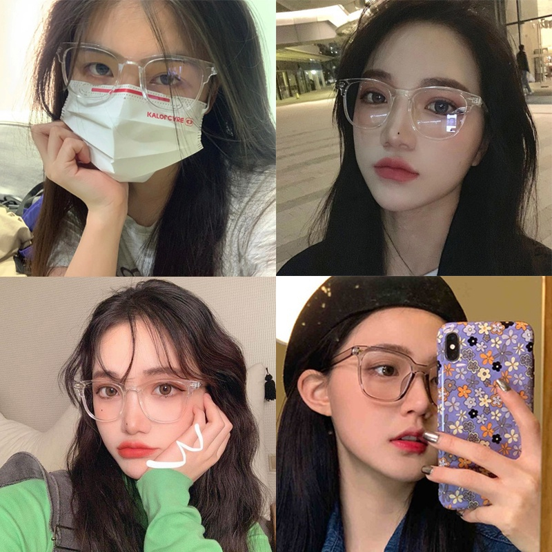 Beautycoco🍊Kính trang trí Kính nữ Máy tính phẳng Kính vuông Khung kính cổ điển