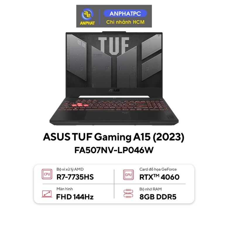 Laptop ASUS TUF Gaming A15 FA507NV-LP046W (Ryzen™ 7-7735HS | RTX 4060 8GB) | BigBuy360 - bigbuy360.vn