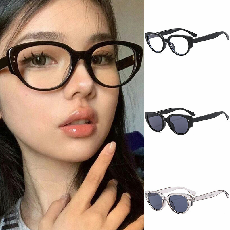 🍒🍒CHERRYKOKO Kính Râm Bảo Vệ Mắt Mèo Màu Đen Phong Cách Retro