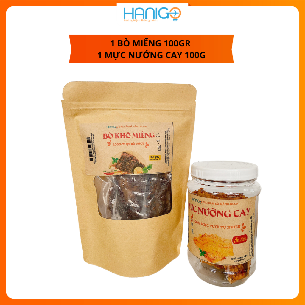 Combo Mực nướng cay & Bò khô miếng - Hanigo Food Đặc Sản Đà Nẵng NGON