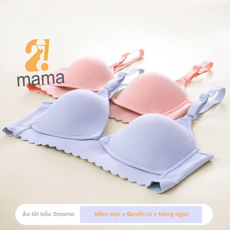 Áo lót ngực bầu 2mama cho bé bú, chất liệu su non viền sóng mềm mại, nâng ngực, quyến rũ V185