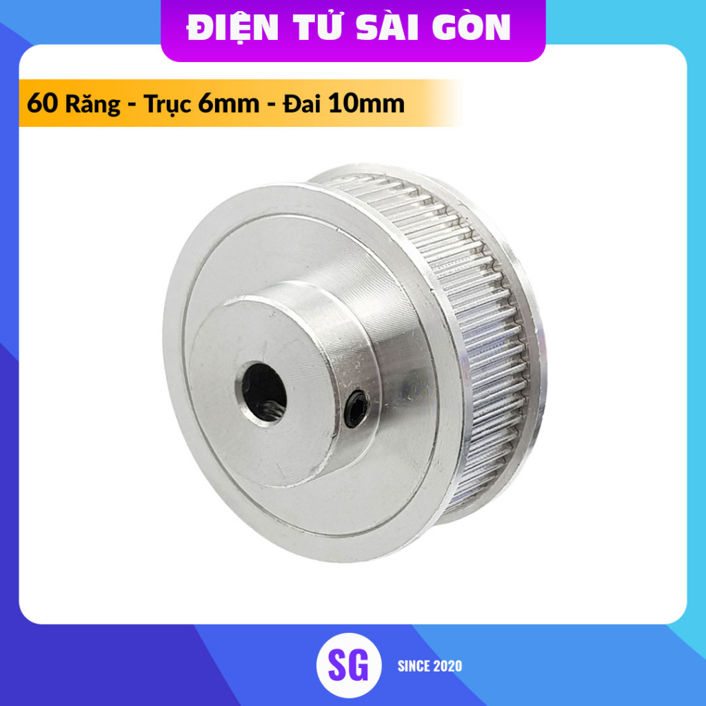 Puly GT2 60 răng | trục 6mm | bề rộng đai 10mm