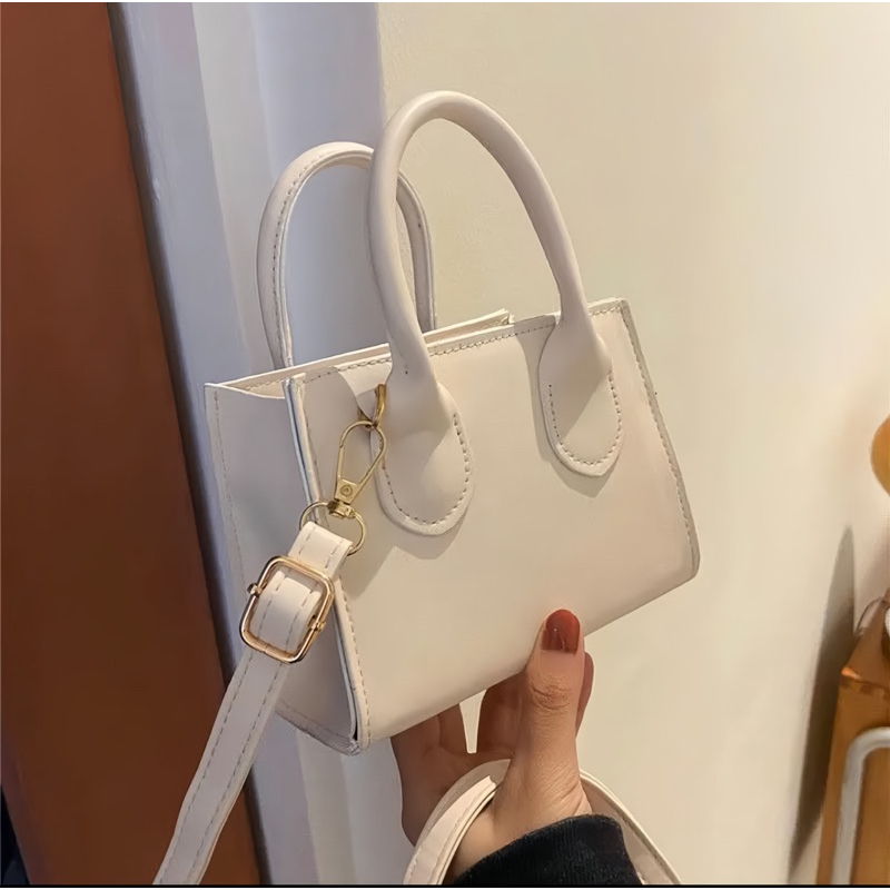 Túi Xách Nữ Đeo Chéo Mini Da Trơn Dáng Hộp Vuông 2Quai