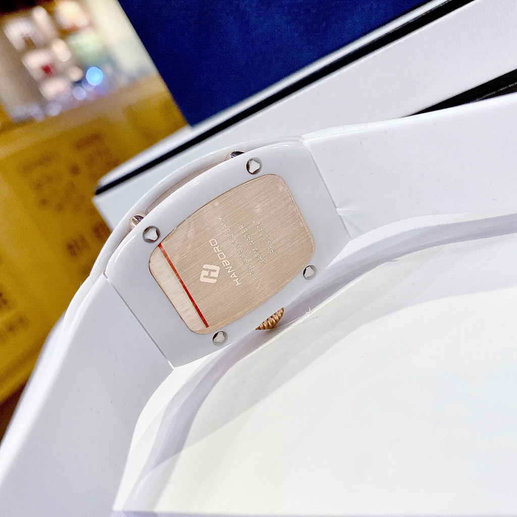 Đồng hồ nữ Hanboro By Huboler HBR-807 thiết kế sang chảnh 35mm, Dây cao su, Authentic, fullbox, Luxury diamond watch