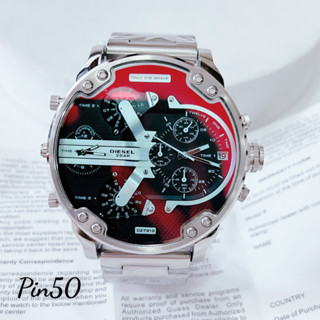 Đồng Hồ Nam Di€SEL DZ7313 Mặt Đen Đỏ Chronograph 4 Múi Giờ Quartz Size 57x66mm, Full box, Luxury Diamond Watch