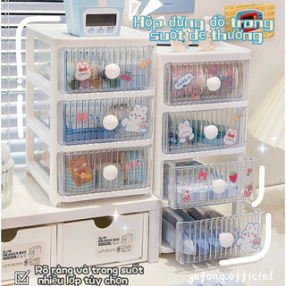 Dễ thương để bàn văn phòng phẩm hộp lưu trữ acrylic trong suốt ngăn kéo giá nhựa chống bụi đồ lặt vặt hộp lưới