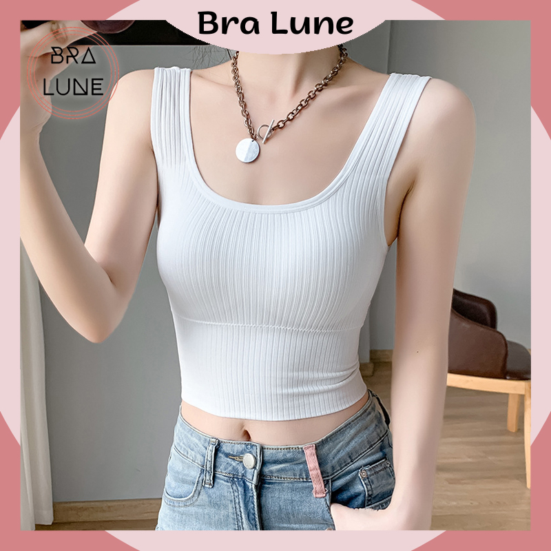 Áo croptop nữ cotton mút mỏng có thể tháo rời BRALUNE, áo ngực nữ thể thao ôm sát tôn vòng 1 mã 615