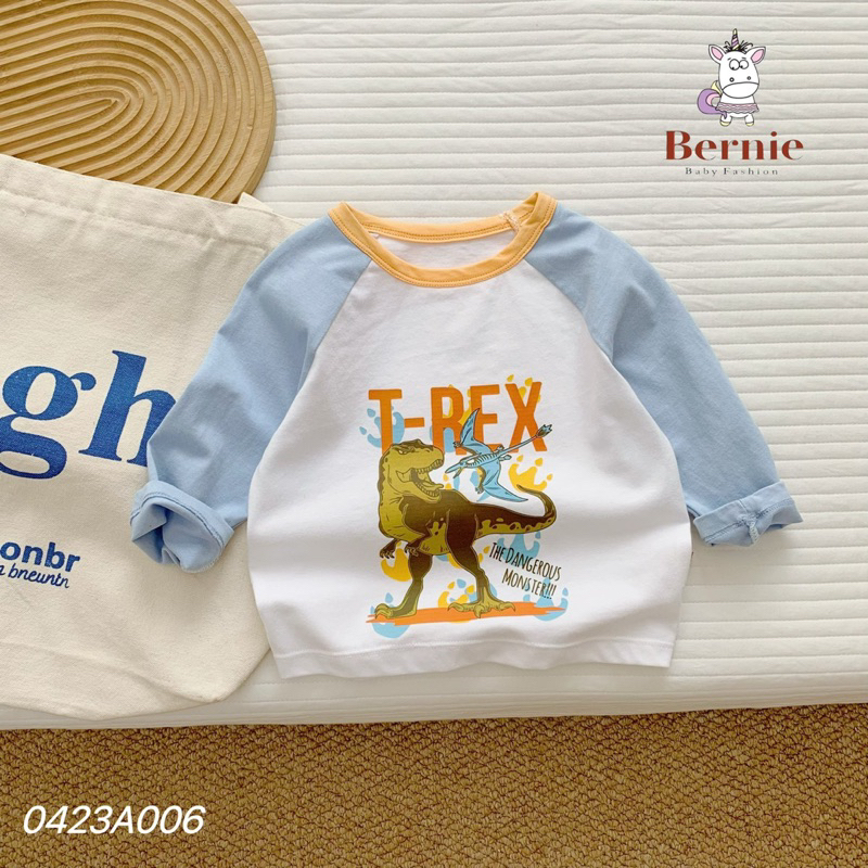 ÁO DÀI TAY ZACLANG PHỐI TAY IN KHỦNG LONG CHO BÉ