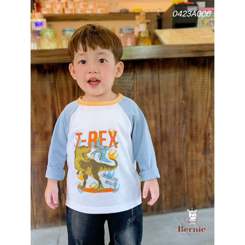 ÁO DÀI TAY ZACLANG PHỐI TAY IN KHỦNG LONG CHO BÉ