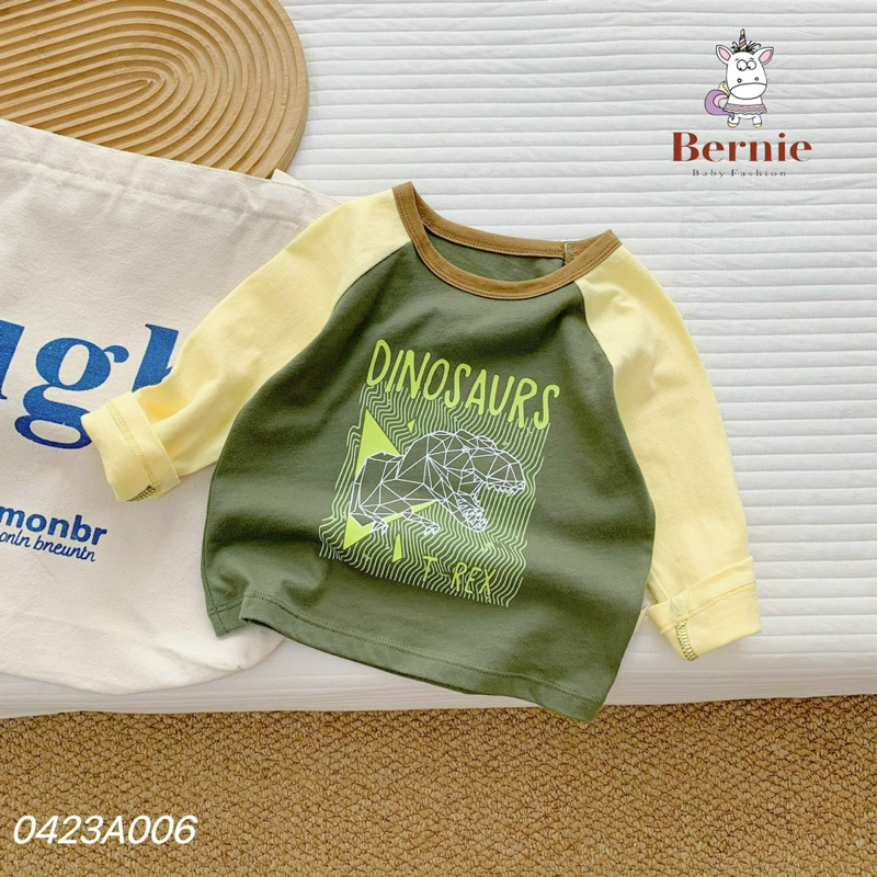 ÁO DÀI TAY ZACLANG PHỐI TAY IN KHỦNG LONG CHO BÉ