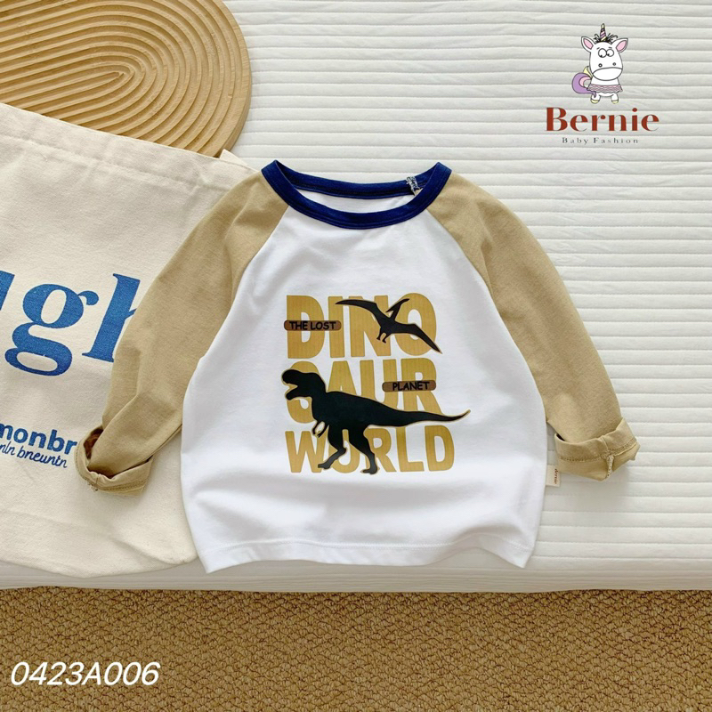 ÁO DÀI TAY ZACLANG PHỐI TAY IN KHỦNG LONG CHO BÉ