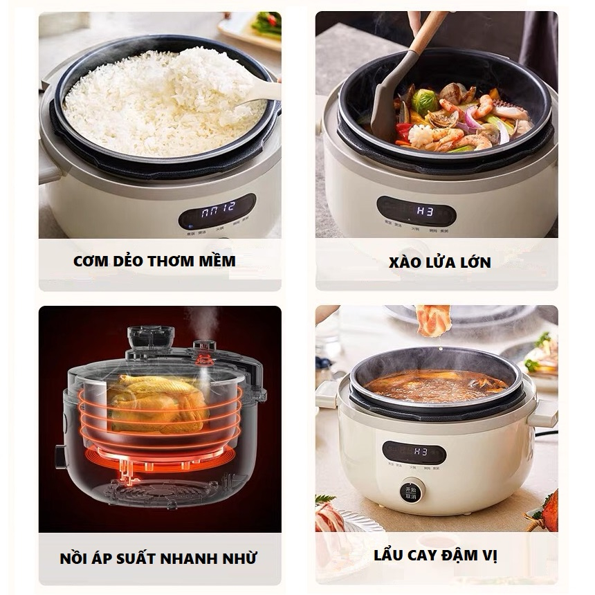 Nồi Áp Suất BEAR Đa Năng Dung Tích 4 Lít - Hàng Chính Hãng, Bảo Hành 12 Tháng