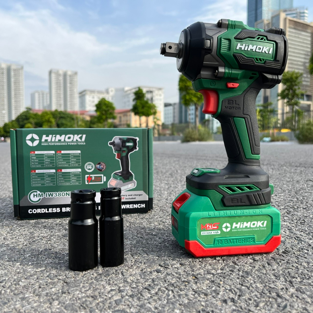 Máy siết bulong Himoki HM-IW520NBL - Mở bulong ô tô tải - Không Chổi Than - Lực siết 520N-Tặng kèm túi vải- Bảo hành 12T