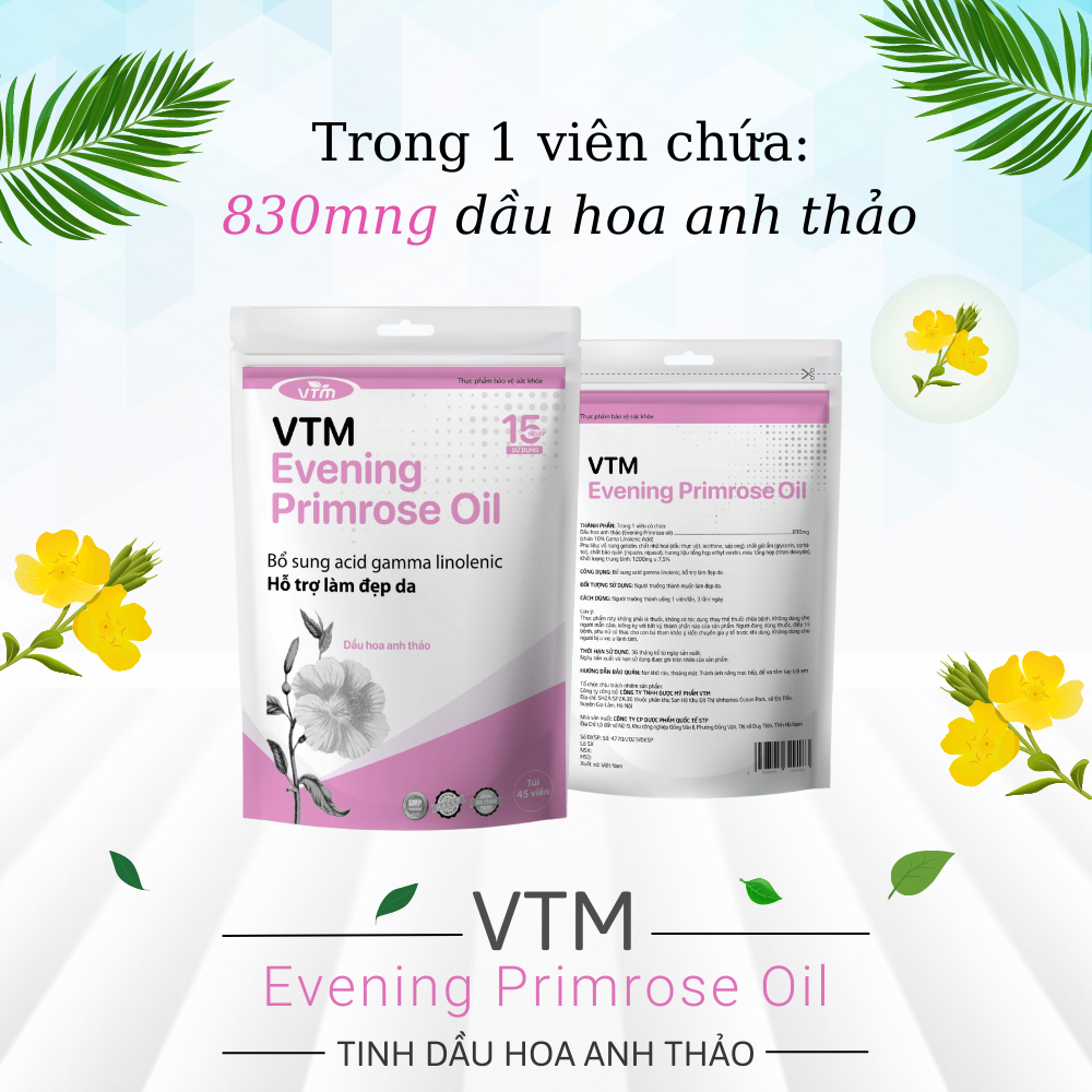 Viên uống tinh dầu hoa anh thảo VTM Evening Primrose Oil