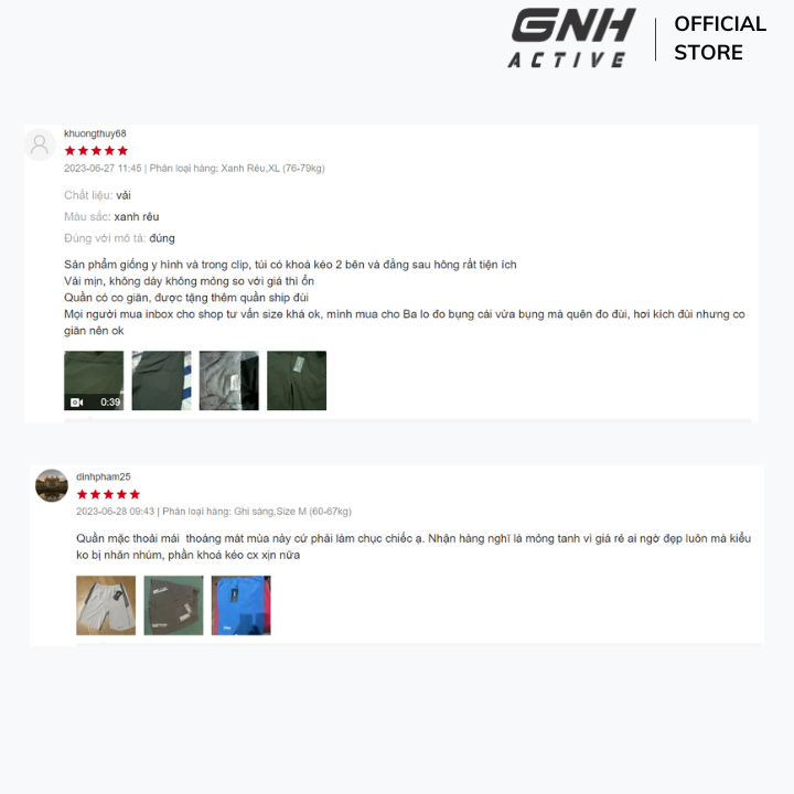 Quần short nam GNH Active Quần ngố nam chất vải cao cấp thoáng khí thấm hút mồ hôi phong cách trẻ trung | GNH 23006