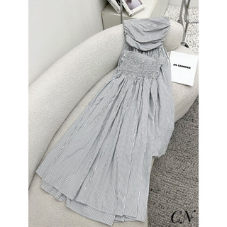 Váy maxi quây kẻ chun lưng