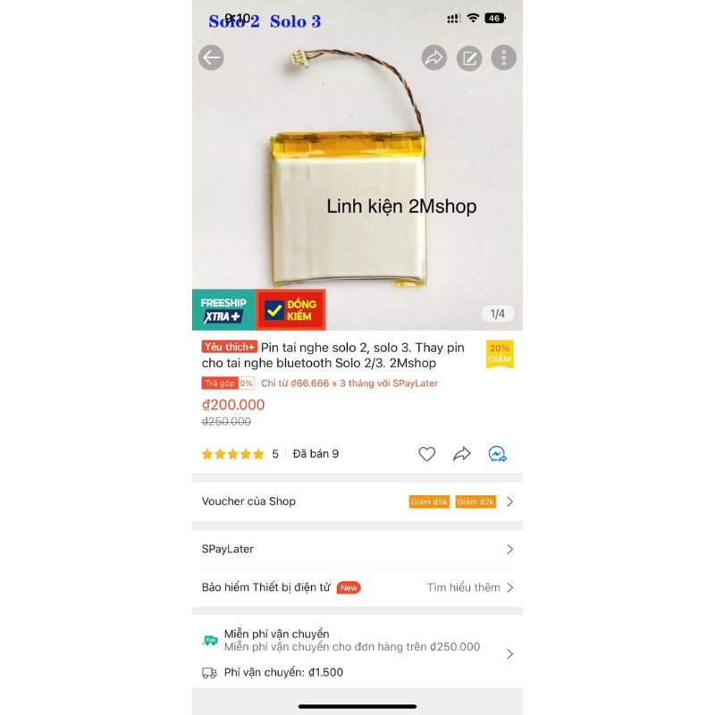 Pin tai nghe solo 2, solo 3. Thay pin cho tai nghe bluetooth Solo 2/3. 2Mshop