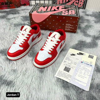 Giày JD 1 Low Black University Red Bản Cao Cấp _ Giày Jordan cổ thấp Trắng Phối Đỏ Xiêu Cool.