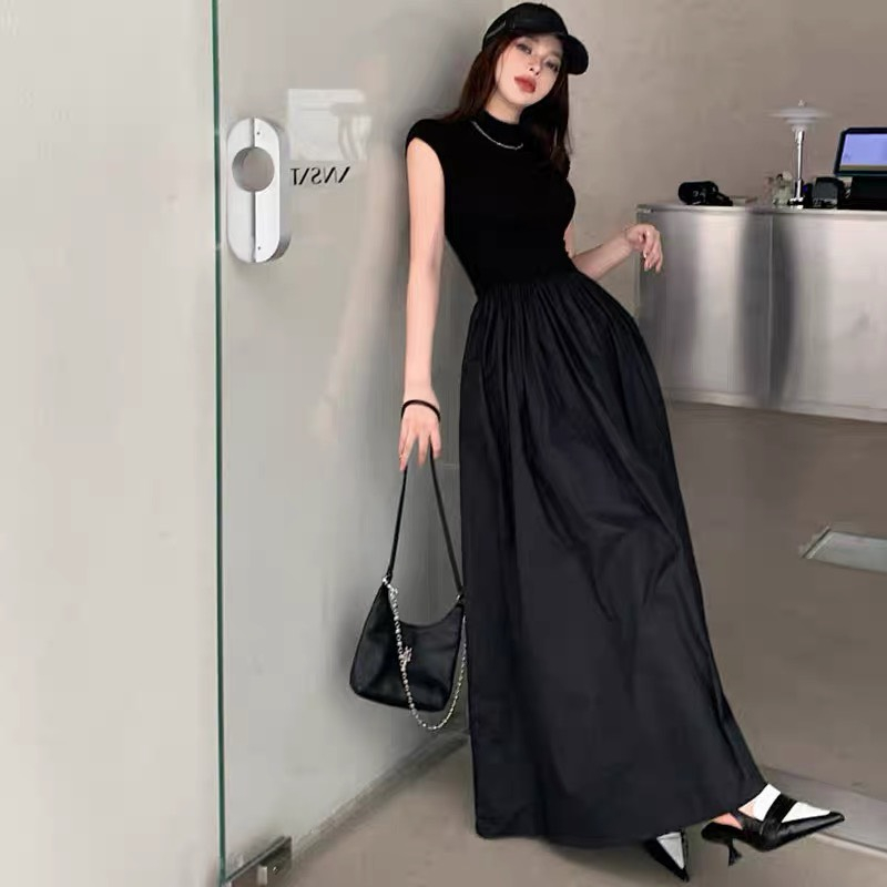 Váy Thu Đông Cao Cổ Màu Đen Tay Ngắn Dáng Dài Xòe Thu Đông Phong Cách Hàn Quốc Sang Chảnh - Ellie Dress