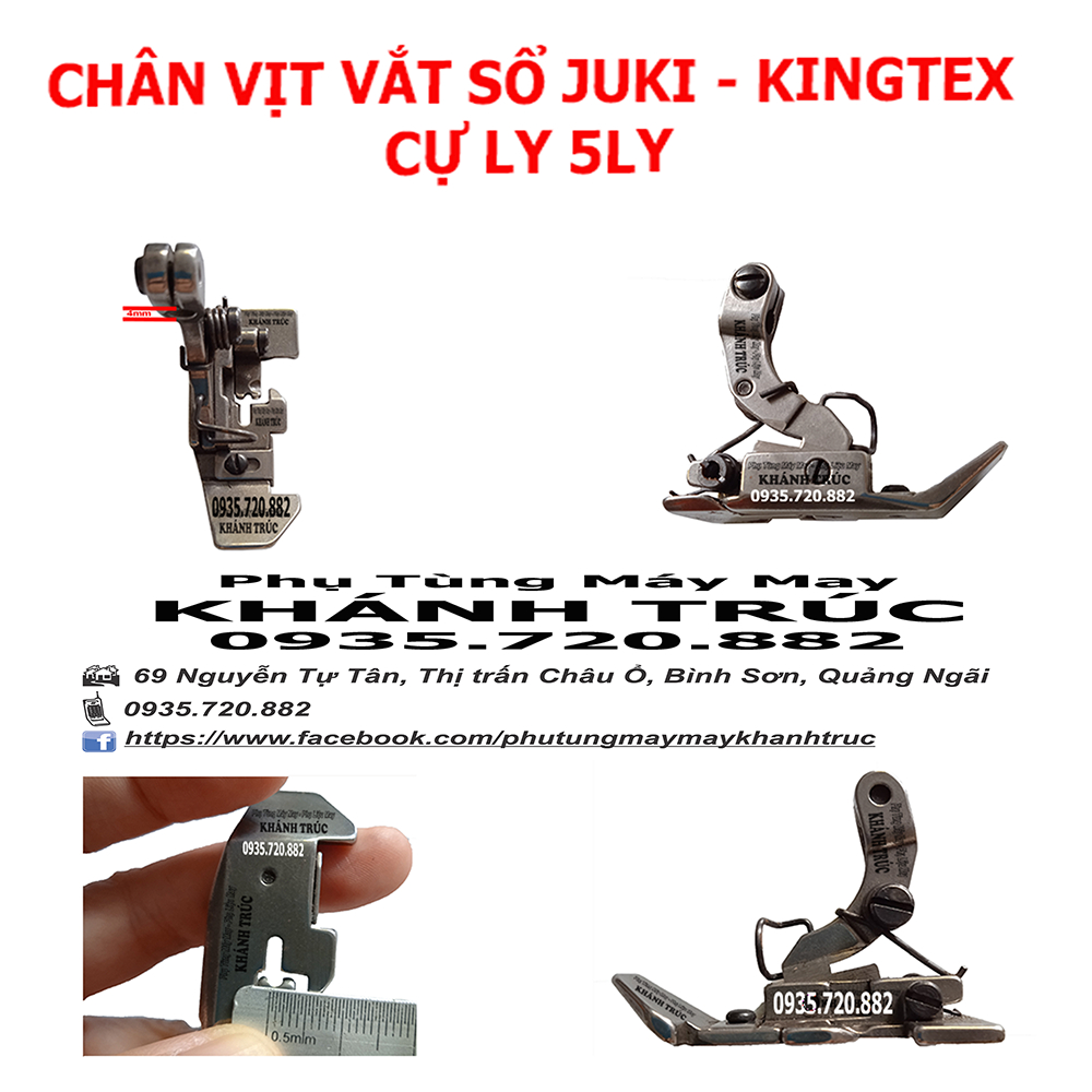 Chân vịt máy Vắt sổ JUKI HOẶC KINGTEX 5 ống chỉ cự ly 5 ly máy may công nghiệp